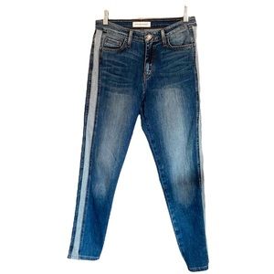 flying monkey side stripe ankle cropped skinny jeans